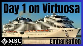 4 Nights onboard MSC Virtuosa Day 1 Embarkation amp Yacht Club [upl. by Nyrahs]