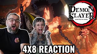 DEMON SLAYER 4X8 REACTION  quotThe Hashira Unitequot Kimetsu No Yaiba  COUPLE REACTS [upl. by Aicittel846]