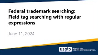 Federal trademark searching Field tag searching with regular expressions [upl. by Karola]