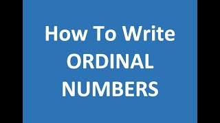 ORDINAL NUMBERS  introduction [upl. by Katya]