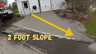 How To Pour Concrete On A Steep Slope Concrete Driveway Walkway or Apron [upl. by Bensky]