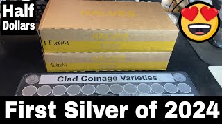 Found Silver  Half Dollar Coin Roll Roll Hunting 2024 [upl. by Herrah]