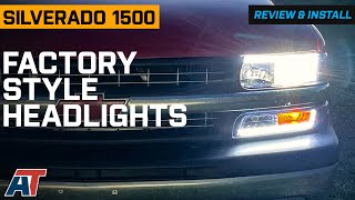 19992002 Silverado LED Bar Factory Style Headlights with Bumper Lights Review amp Install [upl. by Zachar451]