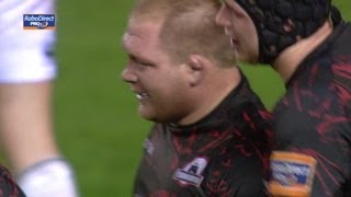 Prop WP Nel scores try from  yards   Edinburgh v Leinster 4th Jan 2013 [upl. by Atilegna]