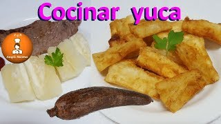 Cómo pelar cocinar yuca o mandioca y hacer yuca fritaampisrecetas [upl. by Brad]