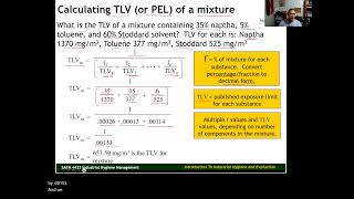 Calculating the TLV  PEL of a Mixture [upl. by Mecke900]