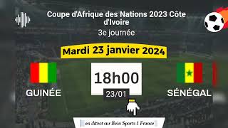 CAN 2023  Guinée 0  2 Sénégal en direct sur Bein Sports 1 HD FR  23012024 à 18 h [upl. by Anev898]