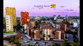 Sunset In Ghana I Tetteh Quarshie Interchange Accra Ghana I Aerial Drone Shot 4K [upl. by Jacques316]