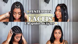 4 PENTEADOS SIMPLES E FÁCEIS USANDO ELÁSTICO Estilo Pinterest bem gringo [upl. by Nazario291]