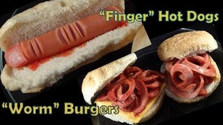 Halloween Hot Dog fingers and quotWormquot Burgers with yoyomax12 [upl. by Ano]