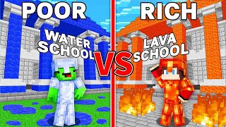 Mikey LAVA School vs WATER DIAMOND School in Minecraft Challenge Maizen [upl. by Lunneta]