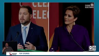 Lake blames Gallego for border woes he vows to protect abortion rights in Arizona Senate debate [upl. by Pape]