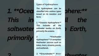 Hydrosphere Types of hydrosphere geography [upl. by Cherilyn]