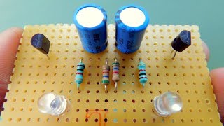 How to make LED BlinkerFlasher Oscillator circuit ASTABLE MULTIVIBRATOR [upl. by Nataline]