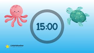 15 Minutes Countdown Timer For Kids With Calming Music  Ocean Calm Classroom Countdown Timer [upl. by Akyssej79]