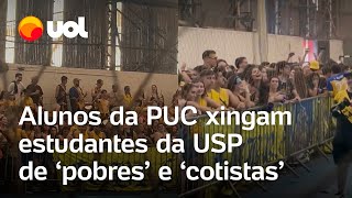 Alunos da PUC são denunciados por racismo contra estudantes negros da USP vídeo [upl. by Attener]