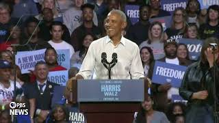 WATCH Obama sings Lose Yourself after Eminems introduction at Detroit rally [upl. by Lund479]