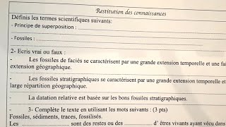 Contrôle SVT 1AC sur les fossiles et la fossilisation [upl. by Tedda]