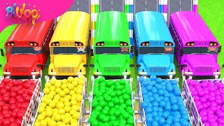 The Wheels on The Bus Song  Colorful Bus amp SUPRISE EGGS  BluLoo Nursery Rhymes amp Kids Songs [upl. by Ferne]