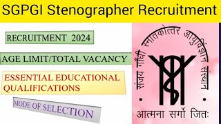 SGPGI Lucknow Stenographer and various posts recruitment 2024 short notice [upl. by Eimmas]