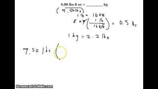 Unit Conversion 900 lbs 8 ounces oz to kilograms kg [upl. by Pitt]