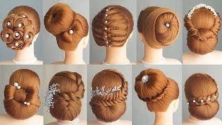 10 Simple And Easy Hairstyle With 1 Donut  Hair Bun Styles For Wedding amp Party [upl. by Esilrahc]