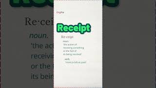 Receipt Correct Pronunciation amp its Meaning [upl. by Peggir43]