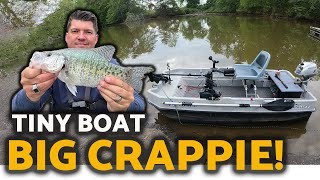 Tiny Boat BIG Crappie Pond Prowler Fishing [upl. by Larianna]