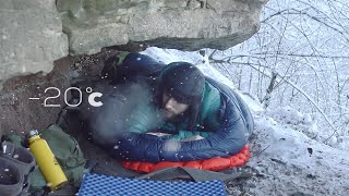 Solo Winter Camping  No Tent  Survival in the Wild 20°C [upl. by Tania]