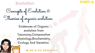 Part4 TaxonomicalPhysiologicalBiochemistryEcologicalGenetical evidences of organic evolution [upl. by Notned110]