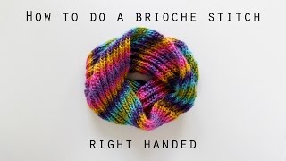 How to work a basic brioche stitch right handed  Hands Occupied [upl. by Aicenad]