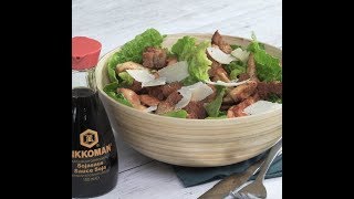 Recette de Salade Caesar au poulet grillé et vinaigrette à la sauce soja salée  750g [upl. by Jephum]