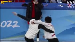 Yuzuru Hanyu and Xinyu spinning at Gala  Beijing 2022 [upl. by Ardie]