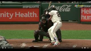 Buster Posey hit in head 41017 [upl. by Angelique]