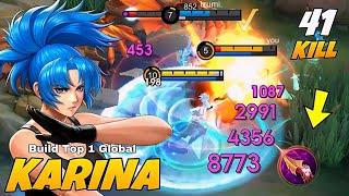 KARINA BEST BUILD AND EMBLEM TO RANK UP FASTER KARINA GAMEPLAY  Mobile Legends [upl. by Allenrad]