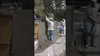 Building a raised wall with water features Gunite😳 shorts [upl. by Mllly707]