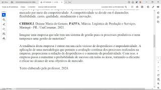 ATIVIDADE 1  LOG  LOGÍSTICA DE PRODUÇÃO E SERVIÇOS  542024 [upl. by Adahsar539]