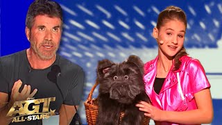 13YearOld Romanian Girl Ventriloquist Makes a PROMISE to Simon Cowell on AGT AllStars 2023 [upl. by Renado]