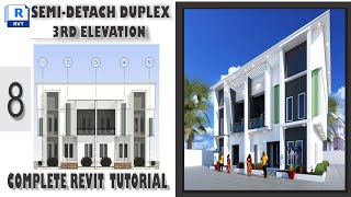 REVIT COMPLETE TUTORIAL  8 HOW TO CREATE SEMIDETACH DUPLEX 3RD ELEVATION [upl. by As370]