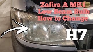 How to change LOW Beam headlight BULB Opel Vauxhall Zafira A MK1 [upl. by Ralyat]