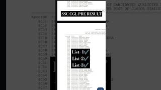 SSC PRE RESULT PRE 2024 LIST 123 [upl. by Anuqahs]