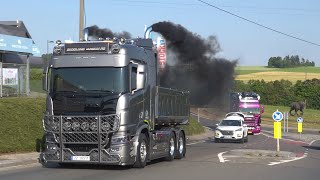 Truckshow Ciney 2023 with Scania V8 open pipes sound and other beautiful sounding trucks [upl. by Domash]