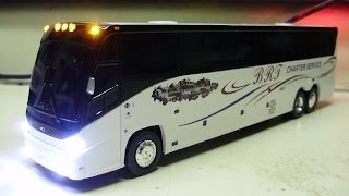 Lexs custom 150 scale MCI J4500 BRT motor coach model with working lights [upl. by Morly]