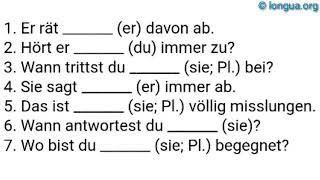 A1 A2 B1 B2 C1 Übungen Pronomen Akkusativ Dativ mir mich dir dich ihn ihm sie ihr [upl. by Adham]