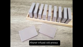 Alkanet root powder infused cold process soap [upl. by Aseek538]