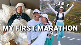 MY FIRST MARATHON Race Day Experience  Sub 4 Hour Marathon [upl. by Nicholson]