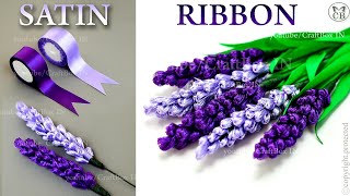 DIY Satin Ribbon reeds flowers  How to make ribbon crafts  SATIN LAVENDER FLOWER [upl. by Botsford]