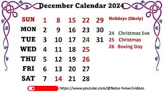 December 2024 Calendar calendar Calendar2024 calendardecember 2024december december 2024 2024 [upl. by Cogswell]