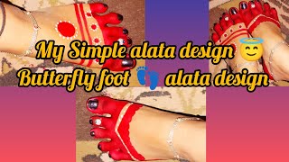 My Simple alata design 😇 butterfly foot 👣 alata design [upl. by Franny]