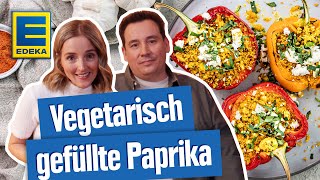 Vegetarisch gefüllte Paprika mit Couscous Feta und Zucchini [upl. by Peg]